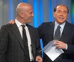 Augusto Minzolini, direttore responsabile del Tg1, e il Presidente del Consiglio Silvio Berlusconi.