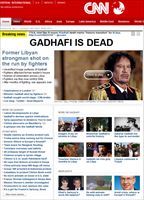 La notizia della morte di Gheddafi sul sito della Cnn.