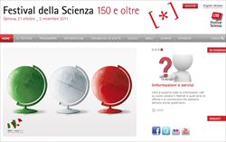 L'homepage del sito Internet dedicato al Festival della Scienza. 