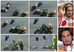 Marco Simoncelli e la sequenza del suo incidente.