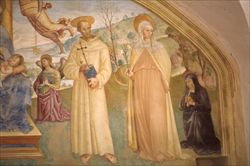 Francesco e Chiara in un affresco del convento di san Damiano ad Assisi.