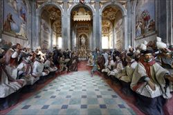 Episodio delle vita di san Francesco nella  ventesima cappella  del Sacro Monte di Orta.