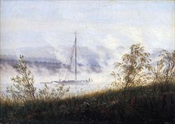 "Barca sul fiume Elba" di Caspar David Friedrich. 