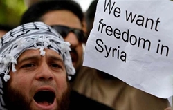 Un'immagine scattata durante le manifestazioni in siria.