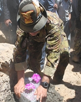 La posa della prima pietra, il 20 maggio 2010, della nuova scuola elementare di Karokh, un villaggio ad una quarantina di chilometri da  Herat, intitolata a Massimiliano Ramadu' e a Luigi Pascazio, i militari italiani uccisi nell'attentato del 17 maggio 2010 a Bala Murghab, in Afghanistan.