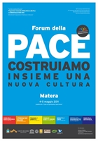 Il manifesto del primo dei "Forum dei Valori", dedicato alla pace.