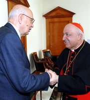 L'arcivescovo di Milano Dionigi Tettamanzi con il presidente della Repubblica Giorgio Napolitano.