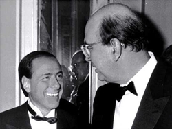 Silvio Berlusconi e Bettino Craxi ai tempi della conquista della Mondadori.