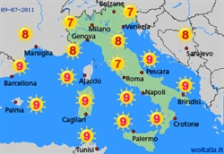 L'indice UV relativa agli stati europei.