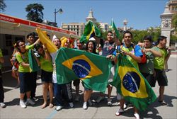 Giovani pellergini brasiliani alla Gmg di Madrid. In tutto erano oltre 13.000 (foto: Severino Marcato). 