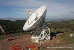 Il nuovo radiotelescopio in costruzione in Sardegna, a San Basilio, in provincia di Cagliari.