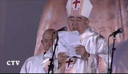 L’arcivescovo di Madrid, il cardinale Antonio Rouco Varela, durante l'omelia della Messa che ha dato inizio alla 26a Giornata mondiale della gioventù. 