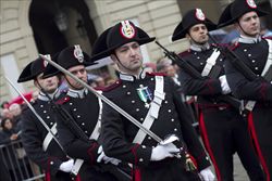Carabinieri durante i festeggiamenti per i 150 anni dell'Unità d'Italia. 