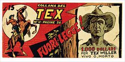 Una vecchia edizione (prezzo: 15 lire) di un'avventura di Tex Willer.