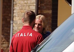 Simone Farina al ritiro dell'Italia la scorsa estate (Ansa).