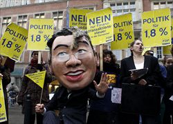 Una manifestazione in Germania a favore della Tobin Tax (Reuters).