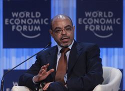 Meles Zenawi, primo ministro dell'Etiopia, durante il World Economic Forum di Davos, in Svizzera (foto Reuters).