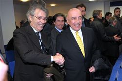 Massimo Moratti, presidente dell'Inter, e Adriano Galliani, presidente del Milan.