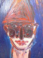 Lello Esposito, "Uomo con maschera", un'altra delle opere all'asta a favore della ricerca. In copertina: Christian Leperino, "CityScape".