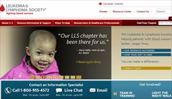 L'homepage del sito Internet della della "Leukemia and Lymphoma Society".