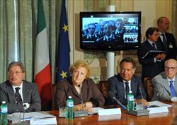 La conferenza stampa del ministero degli Interni a Ferragosto (Ansa).