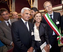 Da sx il ministro Renato Balduzzi e il ministro Elsa Fornero con il sindaco di casale Giorgio De Mezzi (Foto Siccardi / Sync).