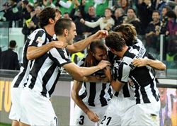 La gioia dei giocatori della Juventus (foto Ansa).