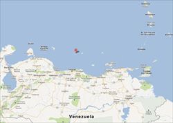 La localizzazione dell'arcipelago di Los Roques visto da Google Maps (Ansa).