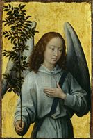 Così l'arte ha rappresentato gli angeli. Dipinto di Hans Memling, pittore tedesco del 1400.. Foto Corbis. In copertina: l'angelo porta l'annuncio a Maria, Beato Angelico. Agenzia Corbis.
