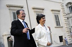 Romano Prodi con la moglie Flavia.