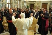 Benedetto XVI ieri al termine dell'audizione con il cardinal Scola.