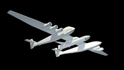 Lo Stratolaunch, l’aereo più grande mai concepito. Avrà un’ala di 116 metri d'apertura, quasi il doppio del Boeing 747 Jumbo Jet, due fusoliere e sei motori.