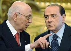 Il presidente della Repubblica Giorgio Napolitano con il premier Silvio Berlusconi.