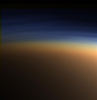 L'atmosfera. di Titano, la più grande tra le lune di Saturno (foto: ESA).