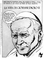 Il Papa polacco visto dal fumettista argentino Enrique Breccia.
