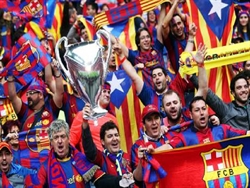 L'esultanza dei tifosi del Barça.