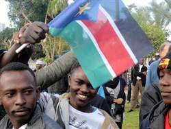 Manifestazioni di giugilo in Sud sudan dopo ilreferendum che sancisce l'indipendenza.