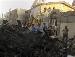 la chiesa siro-cattolica di Kirkuk, a 290 chilometri  a Nord di Baghdad, in Iraq, oggetto di un attentato contro i cristiani.