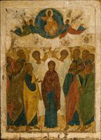 L'icona "Ascensione" del 1408, prodotta dal maestro Andrej Rublev.