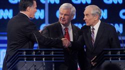 Mitt Romney, Newt Gingrich e Ron Paul.