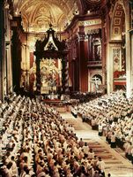 Cerimonia di apertura del Concilio Vaticano II in san Pietro presieduta da Giovanni XXIII.