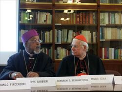 L’arcivescovo di Addis Abeba, cardinale Demerew Souraphiel Berhaneyesus, e l'arcivescovo di Milano, cardinale Angelo Scola. 
