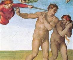 Particolare della cacciata dal paradiso terrestre, Michelangelo, Cappella Sistina, Vaticano.