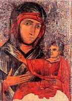 L'icona originale della Madonna di San Luca a Bologna: risente dell'arte bizantina e risale forse al XII secolo.