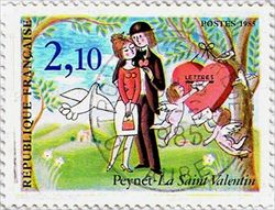 Un francobollo dedicato al celebre disegnatore Peynet.