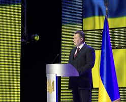Il presidente dell'Ucraina Viktor Yanukovich durante un discorso a Kiev (foto Reuters).