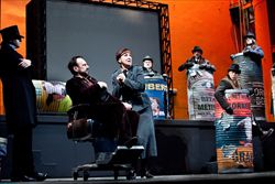 Nella copertina e in queste immagini: alcune scene dell'opera "Santa Giovanna dei macelli" di Bertolt Brecht, che il regista Luca Ronconi mette in scena al Piccolo Teatro Grassi di Milano dal 28 febbraio al 5 aprile 2012.