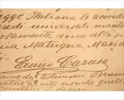 La firma del tenore Enrico Caruso in calce al suo testamento