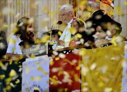 Il Papa festeggiato in Messico durante il suo discorso al Casa del Conde Rul, a Guanajuato.