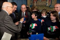 Roma, Palazzo del Quirinale, 17 marzo 2012. Il presidente della Repubblica, Giorgio Napolitano, chiude le celebrazioni dei 150 anni dell'Unità d'Italia 